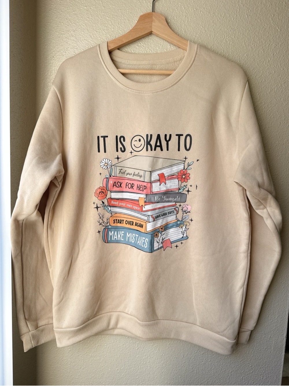 Motivational Mental Health Books Graphic Oversized Sweatshirt - Size L